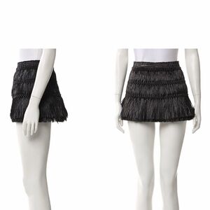Isabel Marant Black fringe layered mini skirt  size 38 RUNWAY